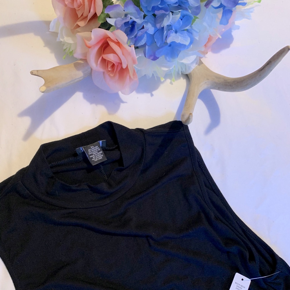 High neck black dress